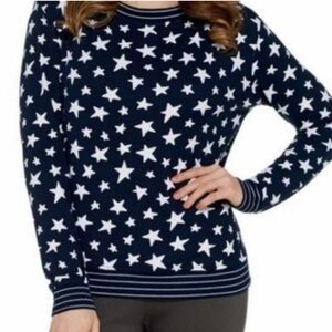 AnyBody XL Hacci Sweatshirt Top Navy blue all over print - Stars